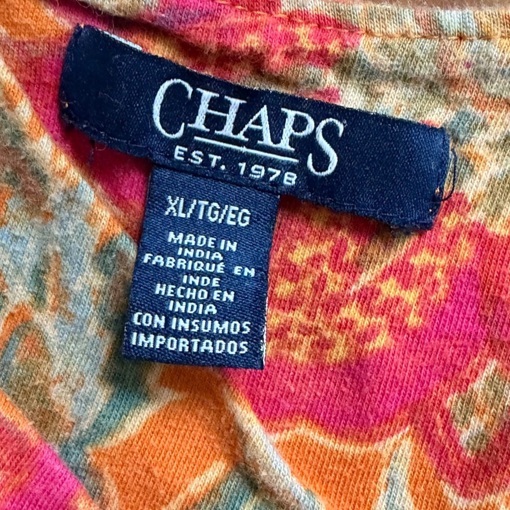 Chaps Orange Pink Floral Sleeveless Fit Flare Midi Dress XL Boho Cottagecore - Picture 4 of 8